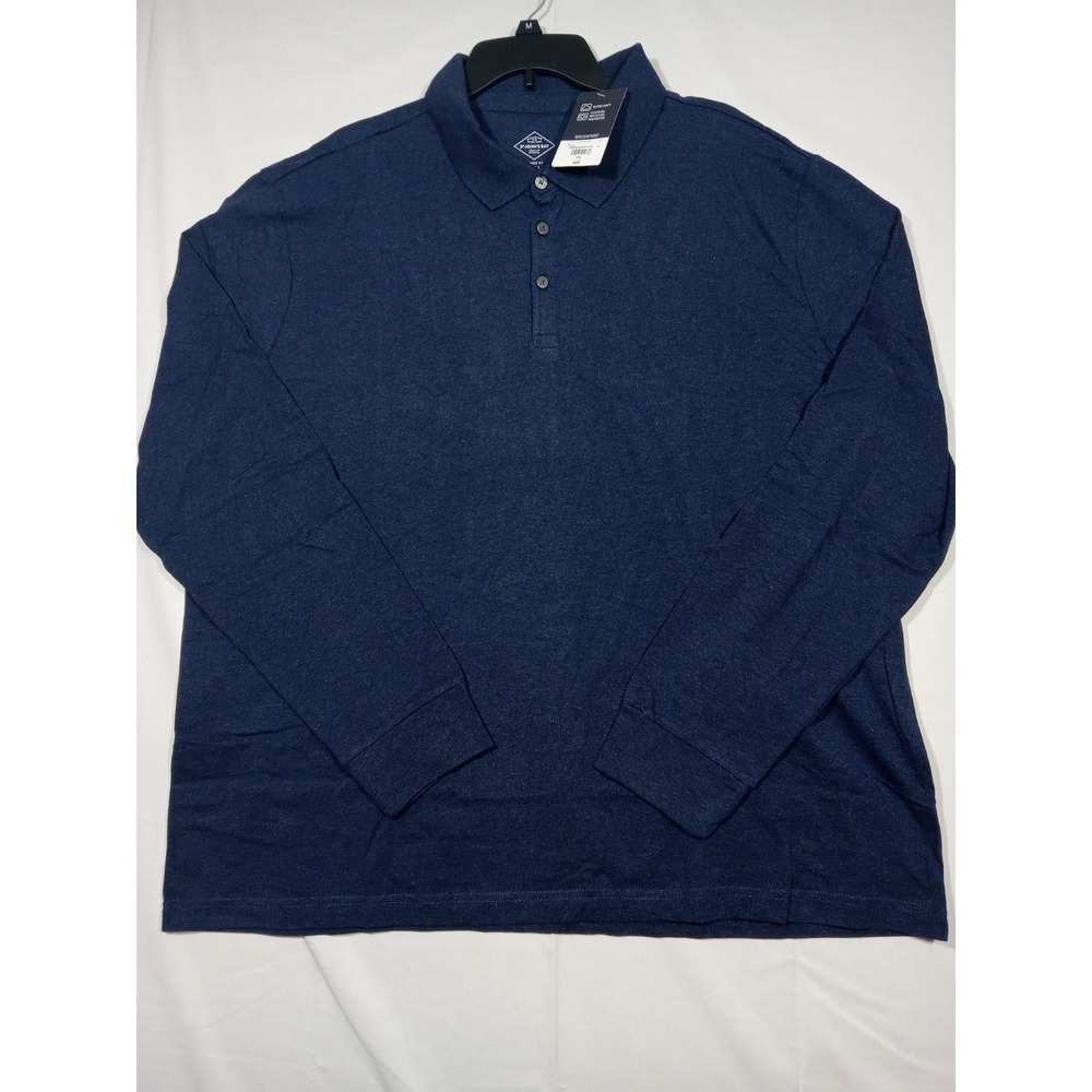 St. John's Bay Jersey Mens XXL Classic Fit Long Sleeve Polo Shirt - Navy Blue